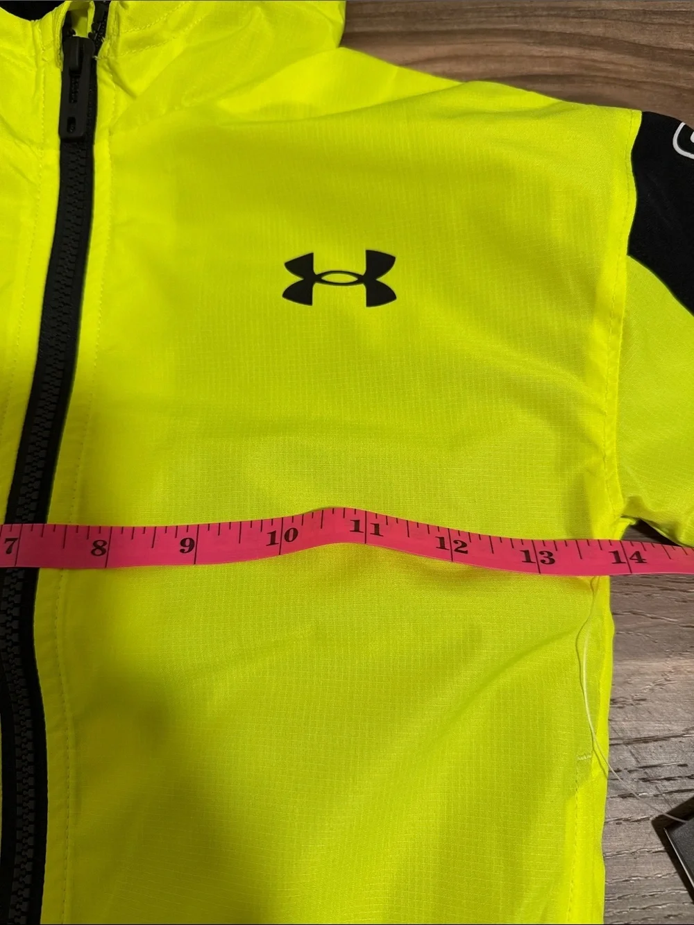 Under Armour Jacket Boys Sz. 4 High Visibility Yellow Storm Hooded Windbreaker